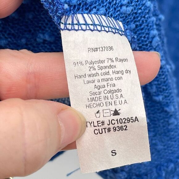 Paper Crane Womens Long Sleeeve Blouse Top Sheer Open Back Stretch Blue Small - Picture 3 of 9